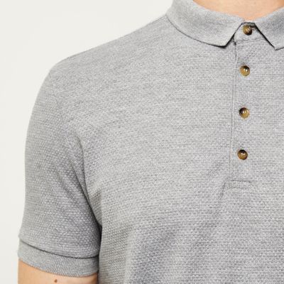 Grey textured polo shirt